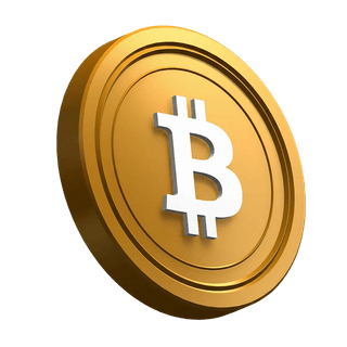 Hero bölümü tasarımında yan yatık şekilde duran Bitcoin (BTC) parası
